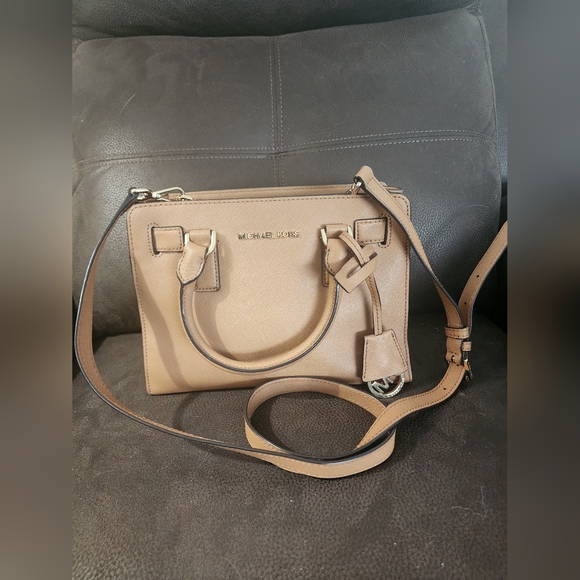Michael Kors Beige Leather Satchel. NEW, Never Used.